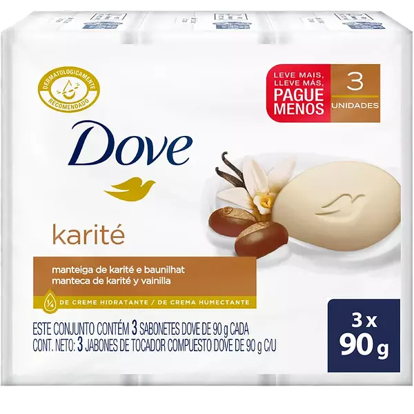 Jabon Dove Karité 3 Unidades 90g C-U