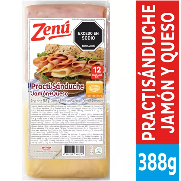 Practi Sánduche Jamón + Queso Zenú 388g