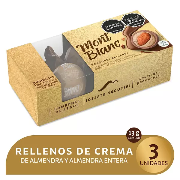 Chocolates Montblanc Estuche 3 Bombones Rellenos 39gr