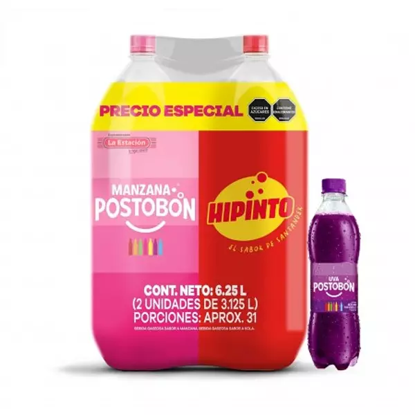 Gaseosa Postobón 2unds X3.125l + 1und X400ml