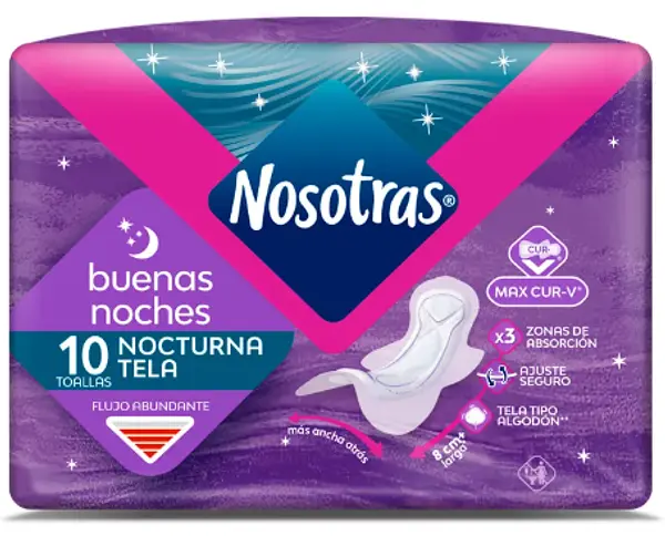 Toallas Higiénicas Nosotras Buenas Noches 10 Unidades