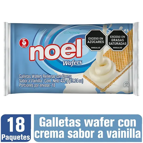 Galletas Wafer Noel Vainilla 18 Paquetes X432g