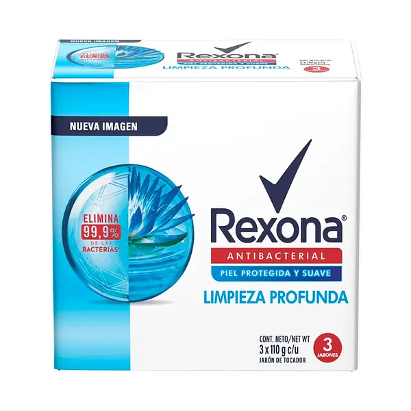 Jabón Rexona Antibacterial Limpieza Profunda 3u X 110gr