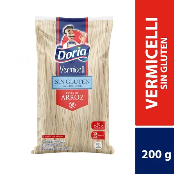 Pasta Doria Sin Gluten Arroz Verm 200 Gr