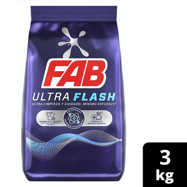 Detergente En Polvo Fab Ultra Flash 3000 Gr