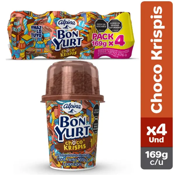 Bon Yurt Choco Krispis 4 Unidades 169g