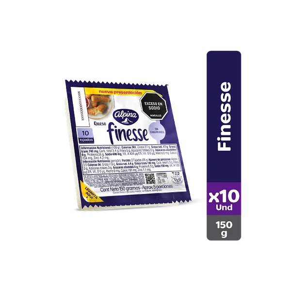 Queso Finesse Alpina X 10 Tajadas 150g