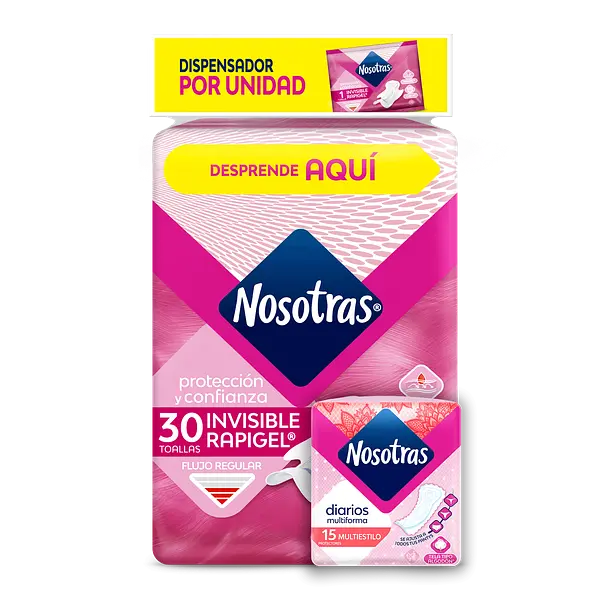 Toallas Hig Nosotras Invisible Rapigel 30 Unidades + 15 Prot