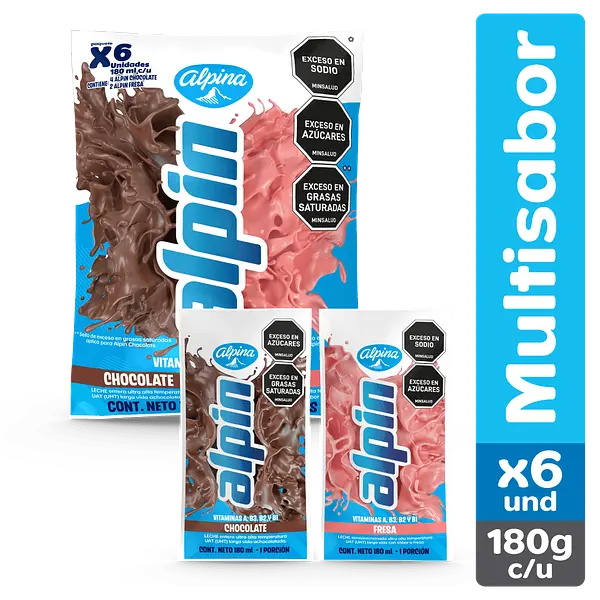 Alpin Multisabor Chocolate Y Fresa X6 Und Bolsa 180gr