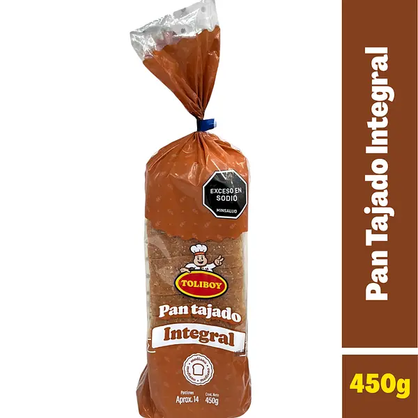 Pan Tajado Integral Toliboy 450gr