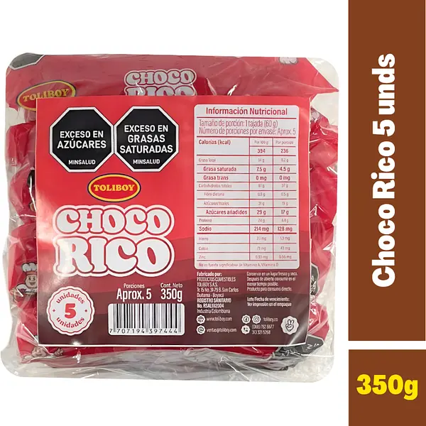 Choco Rico Toliboy 5 Unidades 350gr