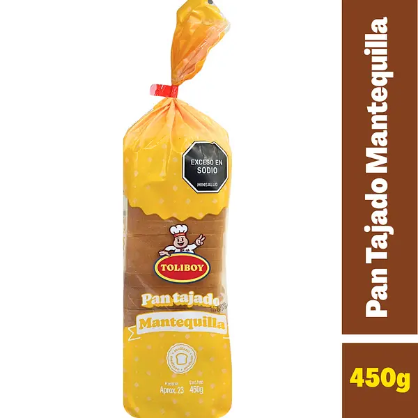 Pan Tajado Mantequilla Toliboy 450gr