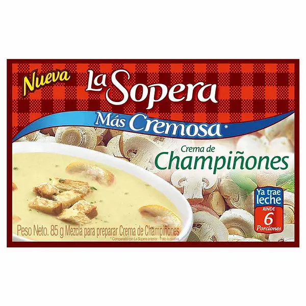 Sopera Crema 6 Porciones Champiñones X 85 Gr