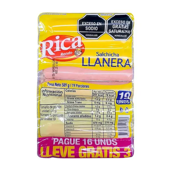Salchicha Llanera X 500 Gr Más 3 U.