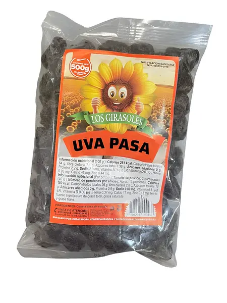 Uvas Pasas Girasoles X500 Gr