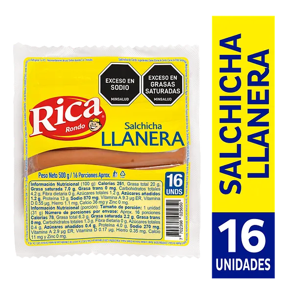 Salchicha Rica Llanera 500gr