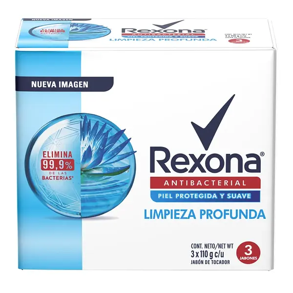 Jabón Rexona Antibacterial Limpieza Profun 3 Unidades X110gr