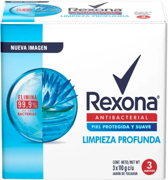 Jabón Rexona Antibacterial Limpieza Profunda 3 X110gr