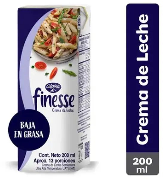 Crema De Leche Semientera Finesse 200ml