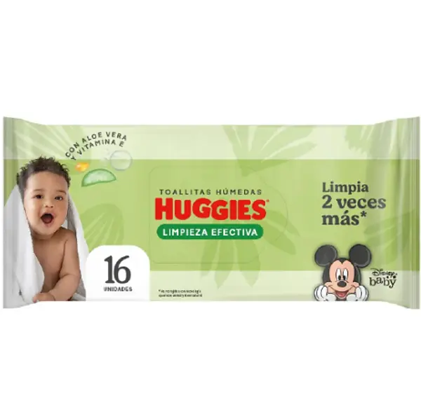 Toallas Húmedas Huggies Limpieza Efectiva X16 Unidades