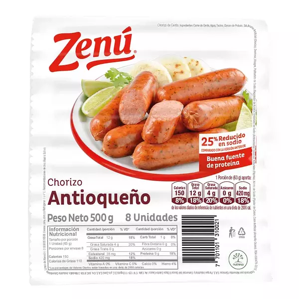 Chorizo Antioqueño de Zenu X500gr