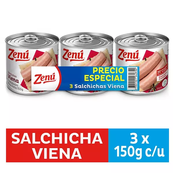 Salchicha Viena Zenu 3und Presp X450gr