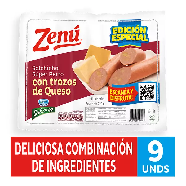 Salchicha Perro Queso Zenu 720gr