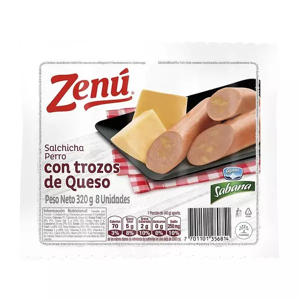 Salchicha Perro Zenu X320gr Rellena De