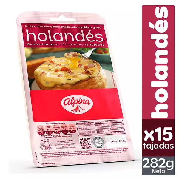 Queso Alpina Holandes X15 Taj X282 Gr