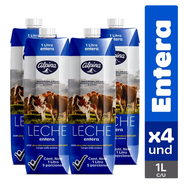 Leche 4pack Alpina Entera Caj X1 Lt