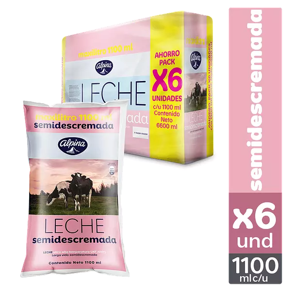 Leche Sixpack Semi Descrem Alp 1100ml