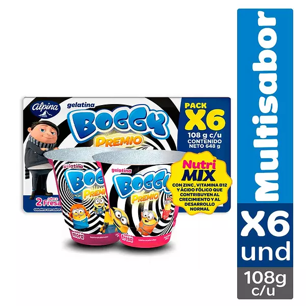 Gelatina Boggy Premio X6 Und Vaso 108 Gr