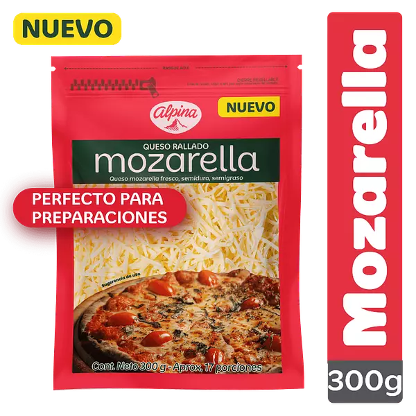 Queso Mozarella Rallado Alpina x 300gr