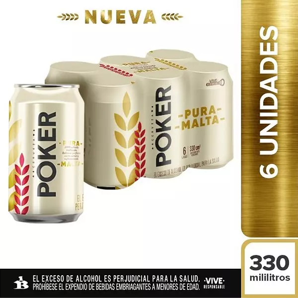 Cerveza Poker Pura Malta Lt 330x6und