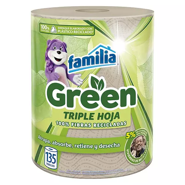 Toalla Cocina Familia Green Triple Hoja 135 Hojas