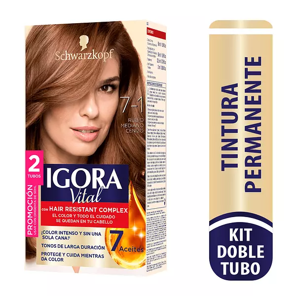 Tinte Igora Vital 7-1 Rub Med Cenizo