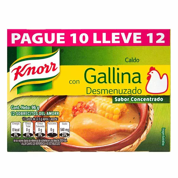 Caldo Knorr Desme Gallina*8gr Pg10llv12