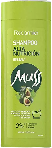 Shampoo Muss Alta Nutrición Aguacate X400ml