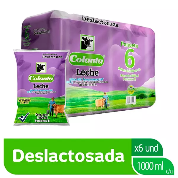 6pack Lch Deslact Colanta 1000ml