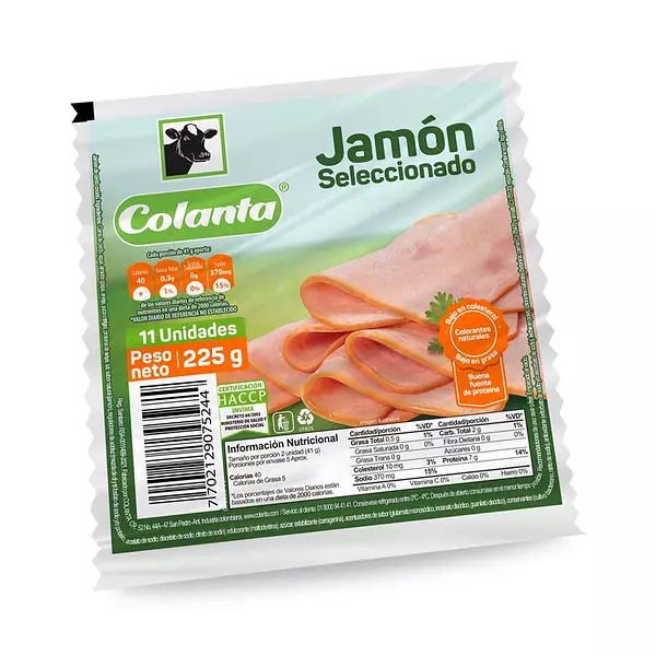 Jamon Sanduche Tajado 225 Colanta