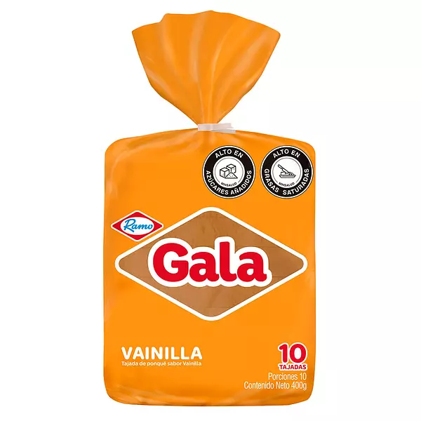 Ponqué Gala Bloque Vainilla X10 Tajadas X400g