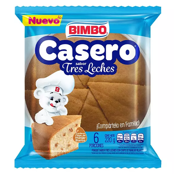 Ponque Bimbo Casero Tres Leches X220gr