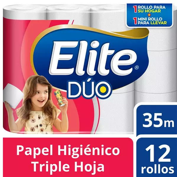 Papel Higiénico Elite Dúo 12 Rollos Triple Hoja 35metros