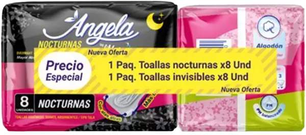 Toallas Angela Nocturna X 8 Unds + Toalla X 8 Und