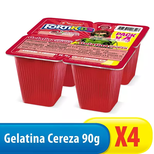 Gelatina Alquería Fortikids Cereza 4 Unidades 90g