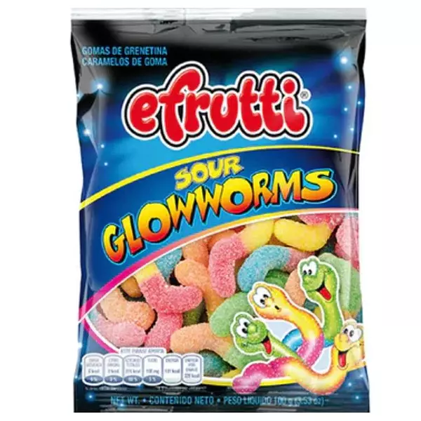 Gomas E Frutti Sour Glowworms X100gr