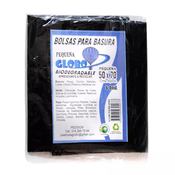 Bolsa Globo Pequeña Negra X6