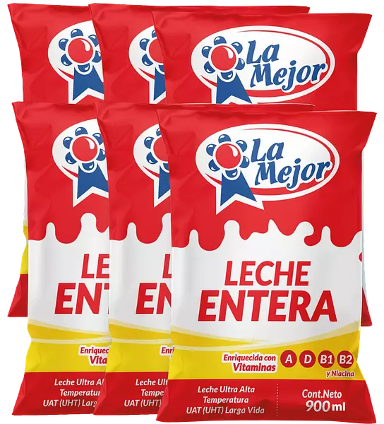 Leche La Mejor Entera Sixpack X 900ml