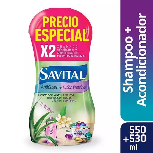 Shampoo Savital Anticaspa X550ml + Acondicionador X530ml