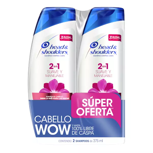 Shampoo Head & Shoulders 2 En 1 Suave Y Manejable, 375 Ml